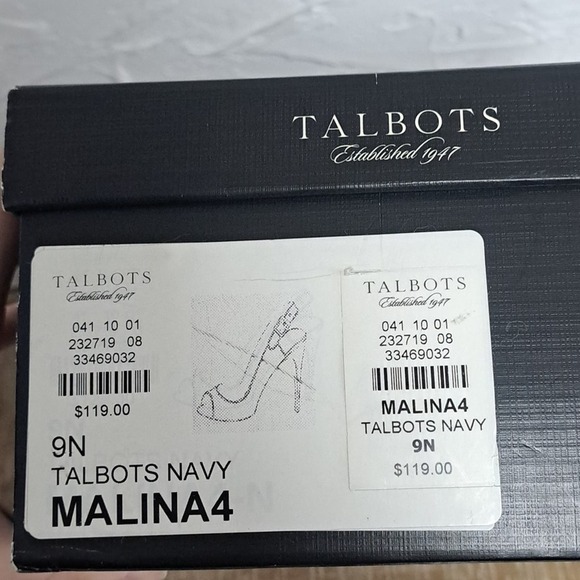 Talbots Peep Toe Black Patent Leather Slingback heels size 9AA NEW with BOX - Picture 10 of 10